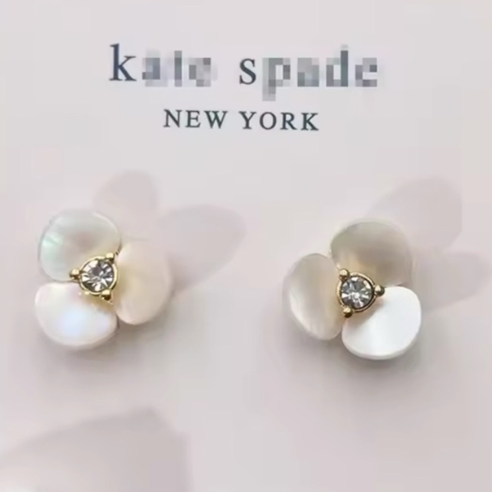 Kate Spade New York ♠️ Small Disco Pansy pearl earrings 🪩 🌺🕺 - Picture 2 of 6